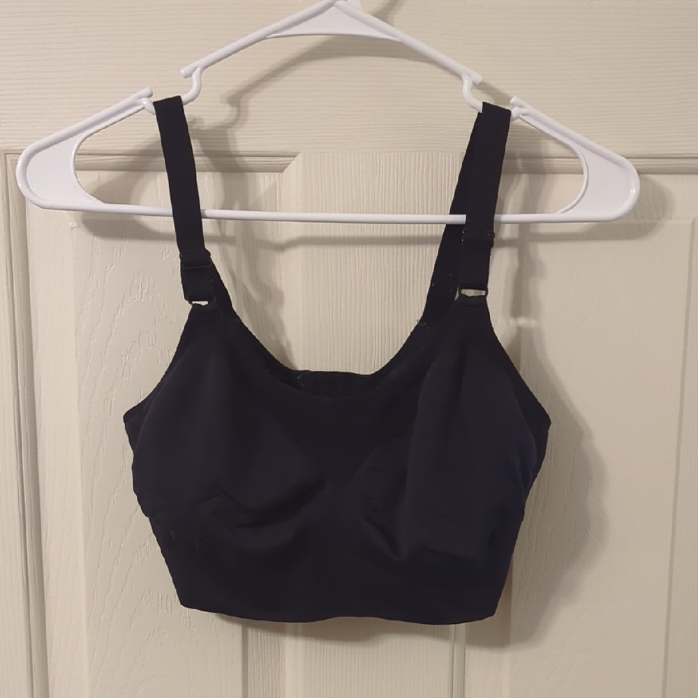 Warner's Mesh Front Black Sports Bra